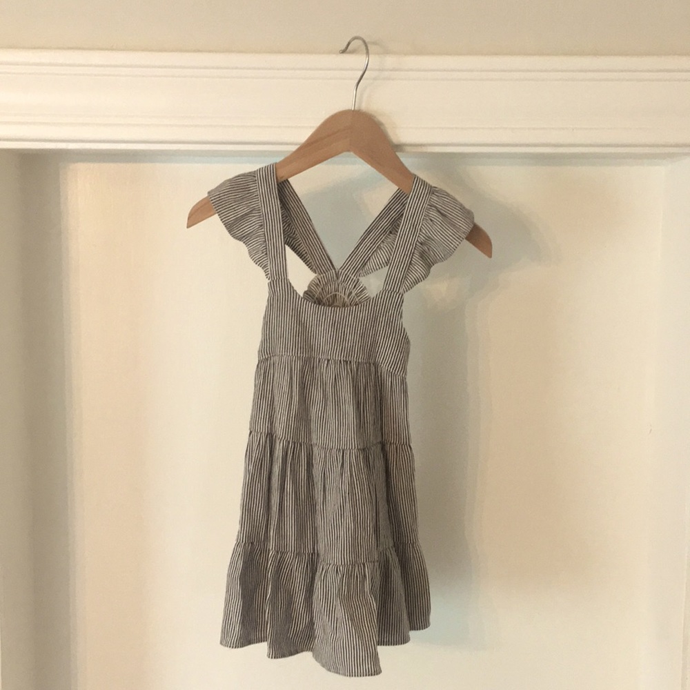 Black white Railroad stripe smocked 2T Dress